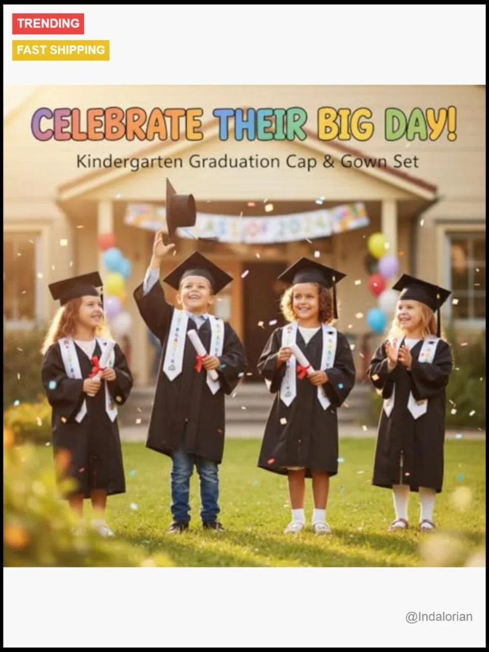 Polyester Fabric Graduation Cap and Gown Set with 2026 Tassel